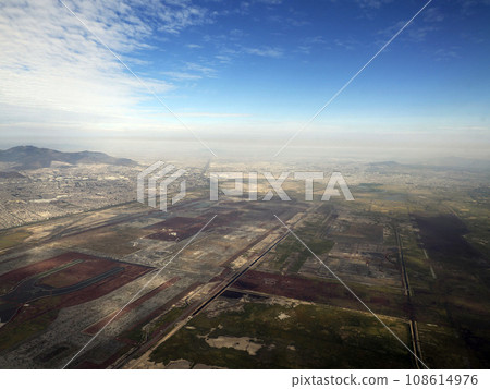 mexico city aerial view landscape from airplane 108614976