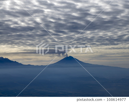 Smoking Popocatepetl volcano in Mexico aerial view Smoking Popocatepetl volcano in Mexico aerial view 108614977