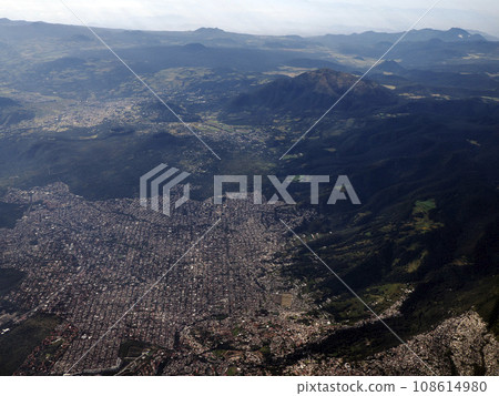 mexico city aerial view landscape from airplane 108614980