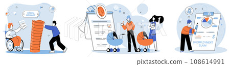 Social insurance. Vector illustration. The insured can feel secure knowing they have coverage in case emergencies Saving money allows individuals to achieve their financial goals and aspirations 108614991