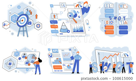 Analysis tool. Business intelligence. Vector illustration Each datum collected during research contributes to overall findings Technology plays crucial role in datanalysis and interpretation 108615000