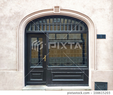 Classic black wooden facade in retro style 108615203