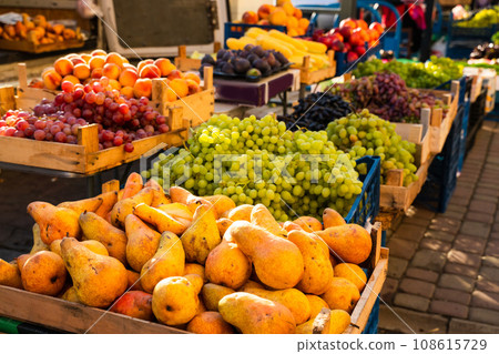 Fruits and vegetables at farmer's market Fruits and vegetables at farmer's market 108615729
