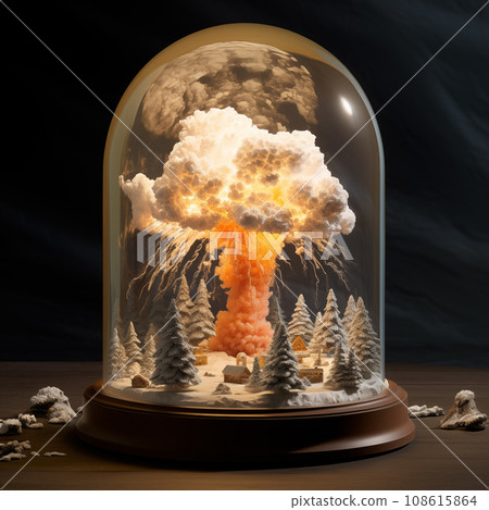 Snow globe with a landscape of a nuclear explosion. Apocalypse concept. 108615864