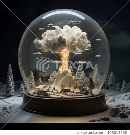 Snow globe with a landscape of a nuclear explosion. Apocalypse concept. 108615868