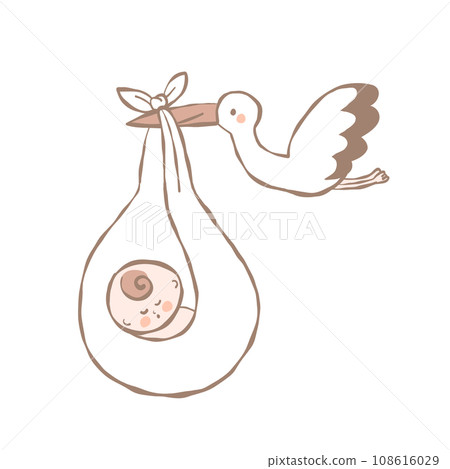 鸛和嬰兒棕色 108616029