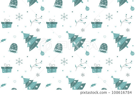 Seamless Christmas pattern design with different ornaments. Vector illustration Seamless Christmas pattern design with different ornaments. Vector illustration 108616784