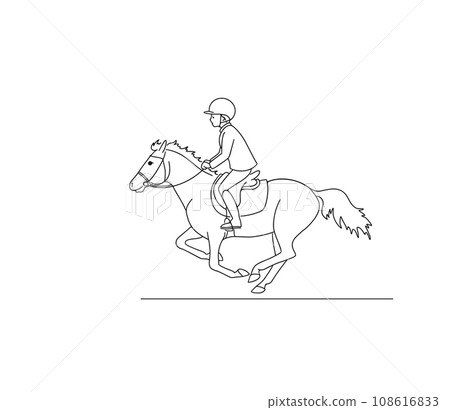 Young rider rides a pony during a competition Young rider rides a pony during a competition 108616833