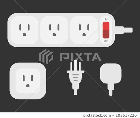 power outlet plug extension strip type b set vector flat illustration 108617220