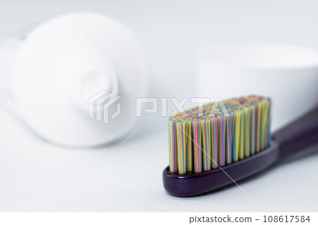 Dental oral tooth brush closeup. Oral Care Concept. 108617584