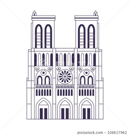 Notre Dame de Paris Line Art Icon 108617962