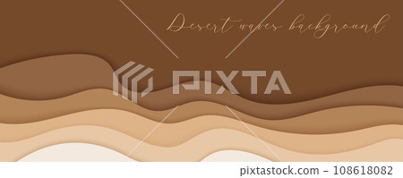 Desert waves, sand dunes paper art two banners set Desert waves, sand dunes paper art two banners set 108618082