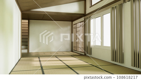 Nihon room design interior with door paper and tatami mat floor room japanese style. 108618217