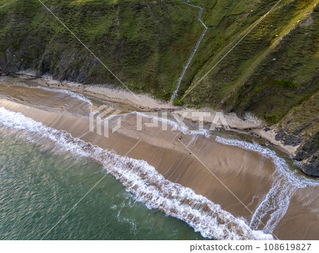 Aerial view of the beautiful coast at Malin Beg in County Donegal, Ireland Aerial view of the beautiful coast at Malin Beg in County Donegal, Ireland 108619827