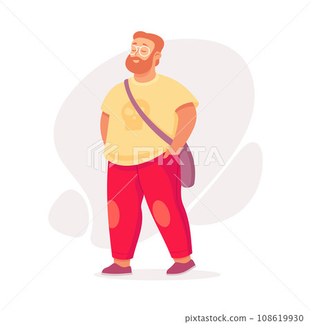 Body Positive Happy Bearded Man Character with Cheerful Smile Vector Illustration Body Positive Happy Bearded Man Character with Cheerful Smile Vector Illustration 108619930