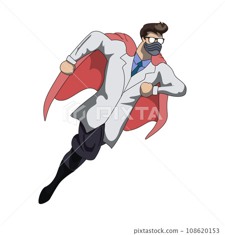 Design of superhero doctor with mask to protect himself from a virus Design of superhero doctor with mask to protect himself from a virus 108620153