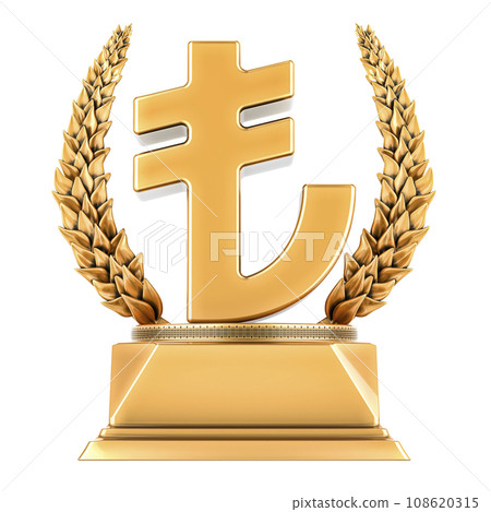 Golden Lira Symbol, Gold Financial Award, 3D rendering 108620315