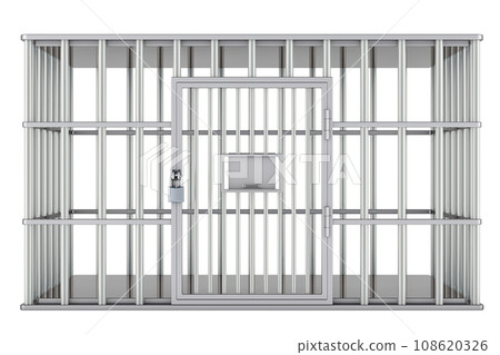 Steel cage, prison cell. 3D rendering Steel cage, prison cell. 3D rendering 108620326