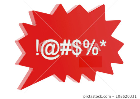 Speech bubble with censored swearing words, 3D rendering 108620331