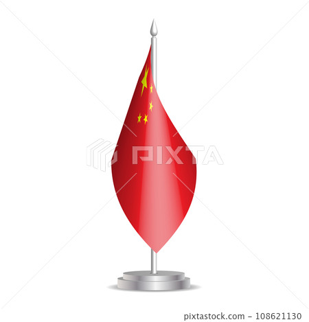 China flag - 3D mini flag hanging on desktop flagpole. Usable for summit or conference presentaiton. Vector illustration with shading. China flag - 3D mini flag hanging on desktop flagpole. Usable for summit or conference presentaiton. Vector illustration with shading. 108621130