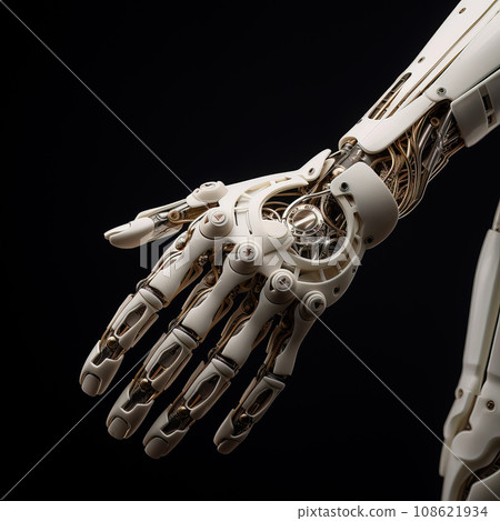 Intricately Designed Bionic Hand with Advanced Robotic Features. AI generation 108621934