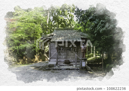 水彩風高岡神社建國神社與乃木將軍雕像岡山縣真庭市 108622236