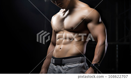 Man's trained upper body "AI generated image" 108622707