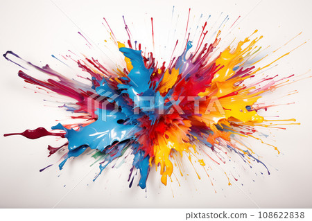 Abstract background of vibrant colorful paint splashes on black background Abstract background of vibrant colorful paint splashes on black background 108622838