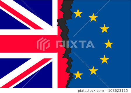 Brexit picture two parts of flags Brexit picture two parts of flags 108623115