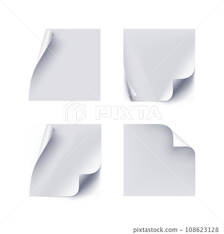 Stickers bent edges realistic isolated set Stickers bent edges realistic isolated set 108623128
