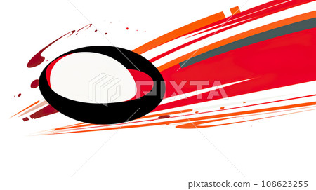 Illustration of a moving rugby ball "AI generated image" 108623255