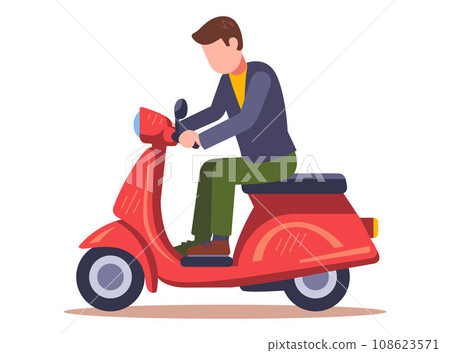 man on a red moped. man on a red moped. 108623571