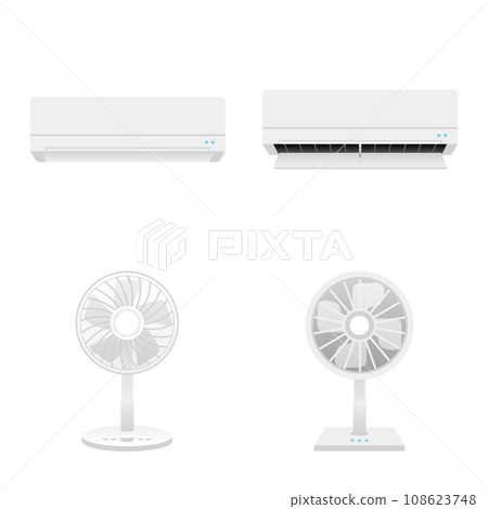 Set of various home appliances_air conditioner, electric fan Set of various home appliances_air conditioner, electric fan 108623748
