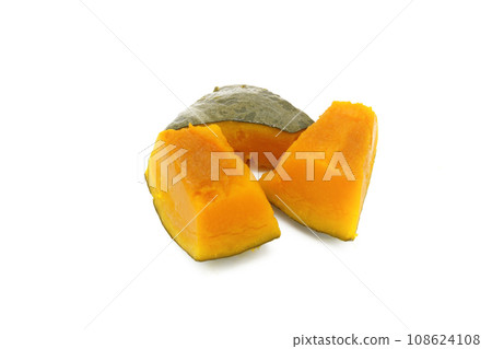 Cooked pumpkin with white splattered background 108624108