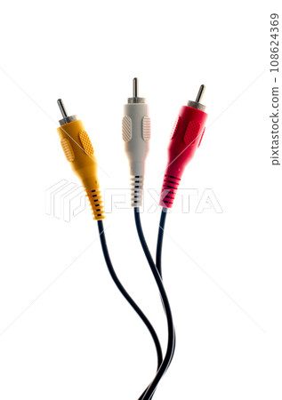 Three RCA male plugs Three RCA male plugs 108624369