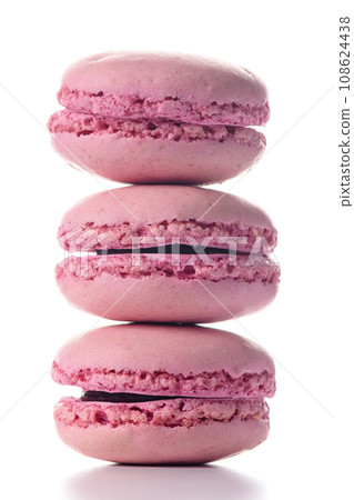 Three macaroons standing on top of each other 108624438