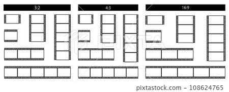 Vector illustration set of monochrome film style frames 108624765
