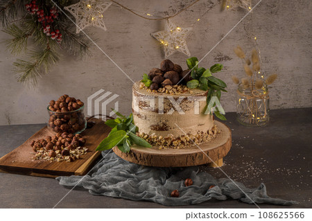 Delicious naked coffee and hazelnuts cake Delicious naked coffee and hazelnuts cake 108625566
