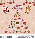Christmas illustration material set background pink 108625576