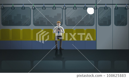 Office man use smart phone in public transportation. Alone in the dark 108625883