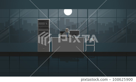 Senior medical man intend working on desktop computer in doctor office workplace Senior medical man intend working on desktop computer in doctor office workplace 108625900