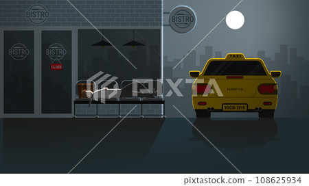 Asian Office people drunk and sleep waiting for taxi public transportation 108625934