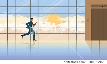 Hurry up and urgent business lifestyle. Businessman run to office building lift 108625965