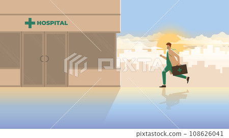urgent medical emergency case. The doctor suddenly run to hospital 108626041