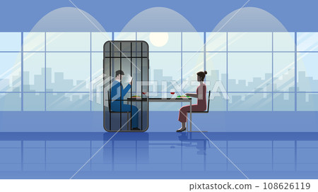 relationship problem from smartphone addict. One of couple addict social network 108626119