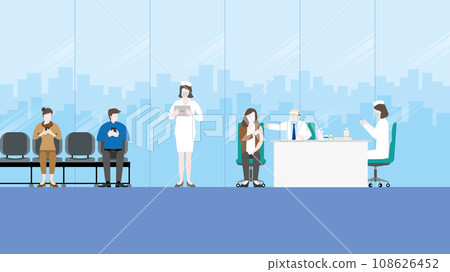 The doctor is vaccinating a woman for herd immunity The doctor is vaccinating a woman for herd immunity 108626452