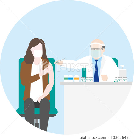 The doctor is vaccinating a woman for herd immunity The doctor is vaccinating a woman for herd immunity 108626453