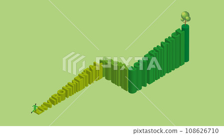 A man runs and steps up a text word ENVIRONMENTAL SOCIAL and GOVERNANCE. 108626710