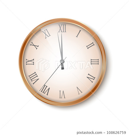 Realistic . Realistic classical watch with white dial and black roman numbers. Vector Realistic . Realistic classical watch with white dial and black roman numbers. Vector 108626759