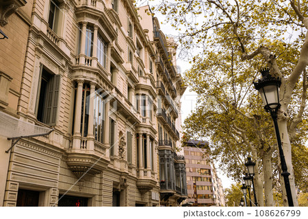 Details of authentic buildings located on main avenue of Barcelona Passage de Gracia Details of authentic buildings located on main avenue of Barcelona Passage de Gracia 108626799